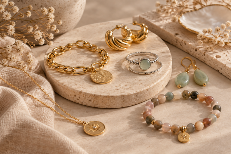 Matériaux pour bijoux en acier inoxydable, argent et pierres naturelles